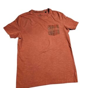 Tailor Vintage Men's Short Sleeve Rust Tee with Plaid Pocket